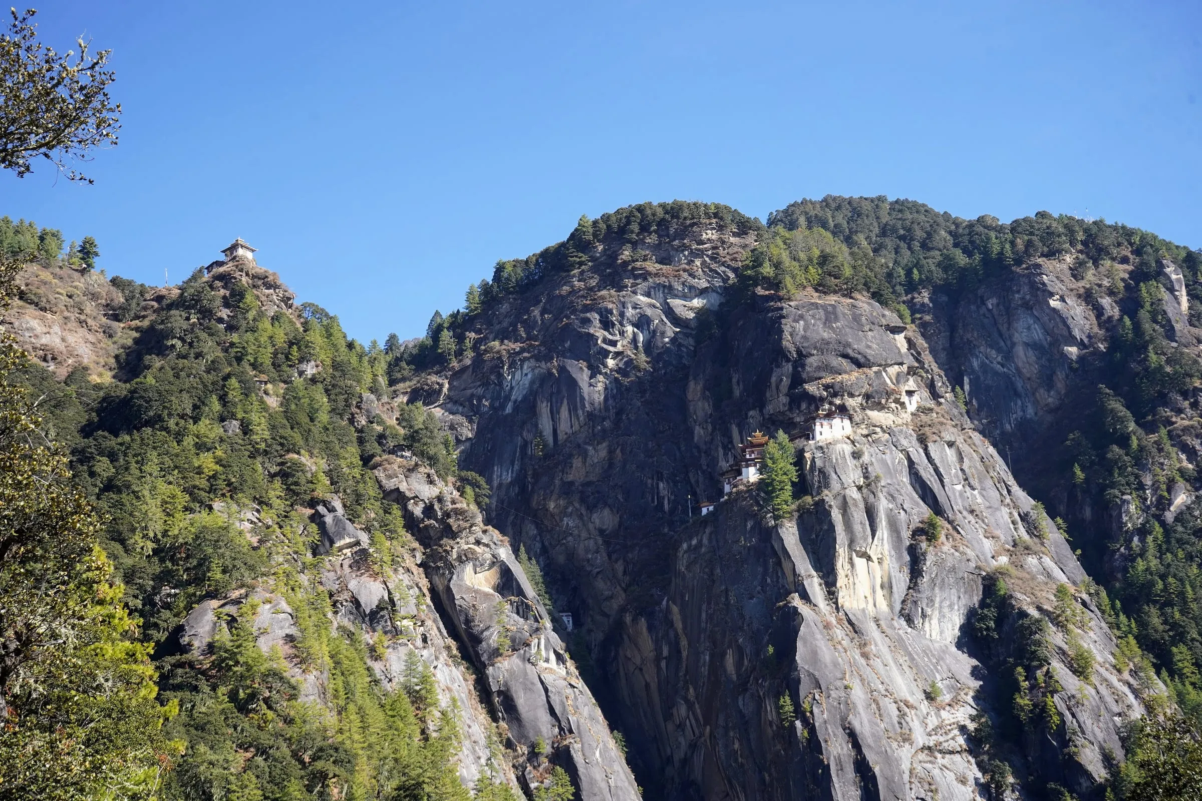 The monastery seen across the gorge from the approach trail